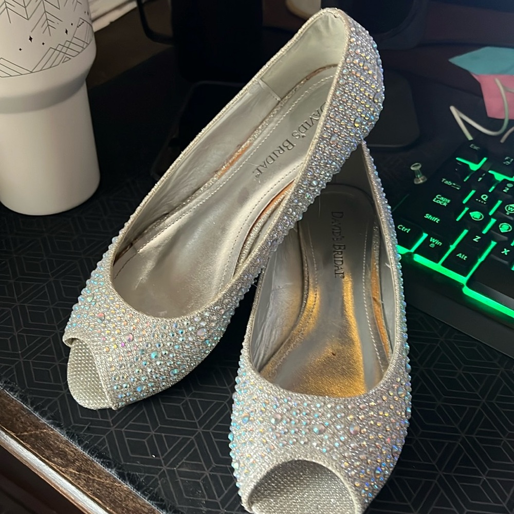 David’s Bridal Sequin Shoes with Tiny heel